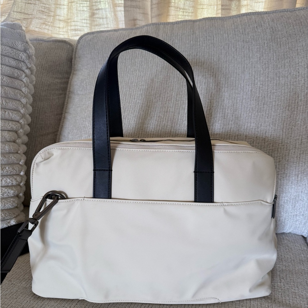 Elegant Cream and Black Men's Bag